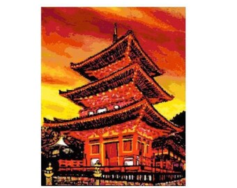 Fire Pagoda Cross Stitch Chart