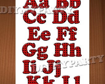 Printable Alphabet clipart Letters Digital Scrap Alpha scrapbooking digital Alphabet Clip Art Diy decoration ladybug clip art party decor 30