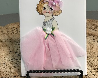 Pink Paper Doll Blank Card