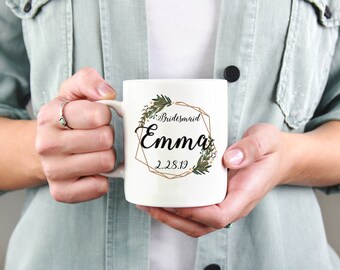 SALE Bridesmaid mug, Bridesmaid coffee mug, Bridal party gift, Bridesmaid mug with flowers, Happyism, Personalized mug, Bridesmaid gift