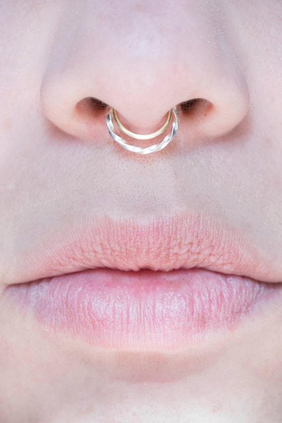 Septum Set Fake Septum Ring Silver and Gold fake nose