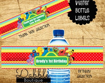 Sesame Street Water Bottle Labels / Elmo Water Bottel Labels