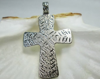Southwest Pewter Silver Cross Pendant