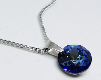 Pendant necklace, swarovski crystal and stainless steel