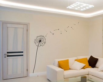 Dandelion Blowing in the Wind Wall Decal -Floral Vinyl Wall Decal, Nature Wall Decal, Dandelion Nursery, Blowing Dandelions, Dandelion Decal