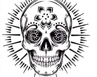 five different sugar skull tattoo coloring pages, printable digital download no 480.