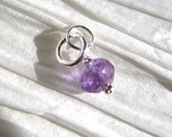 Faceted Pink Purple Amethyst Gemstone Dangle Charm