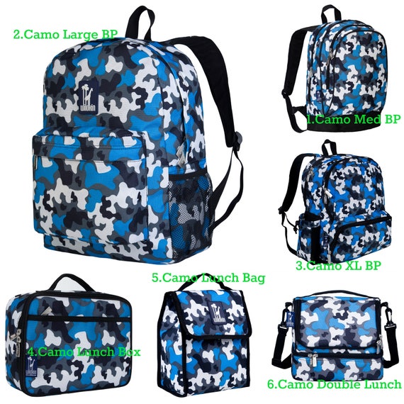 Personalized Backpack and Lunch Box Sets Camo Backpack Blue