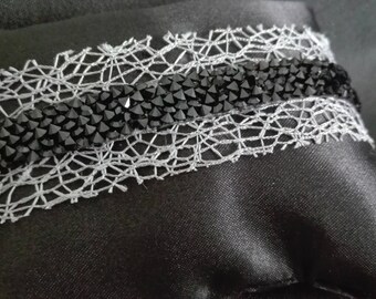 Lace and rhinestone Cuff Bracelet