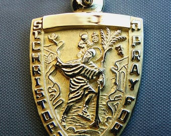 St Christopher medal 14k gold hand made