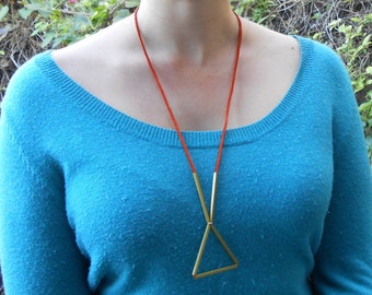 Geometric Brass Necklace in Triangle