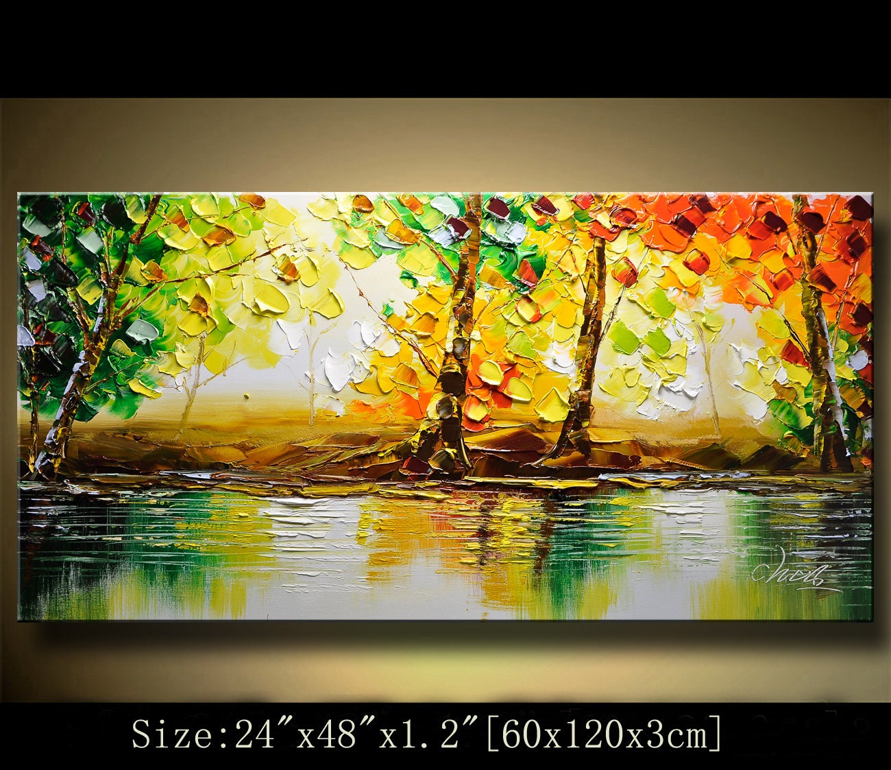 contemporary wall art Palette Knife Paintingcolorful tree