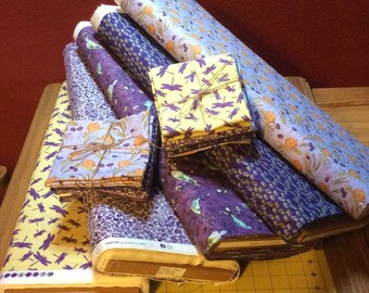 fat Quarter Bundle, quilt fabric bundle, mice fabric, bird fabric, butterfly fabric, dragonfly fabric, quilting fabric, fat quarter