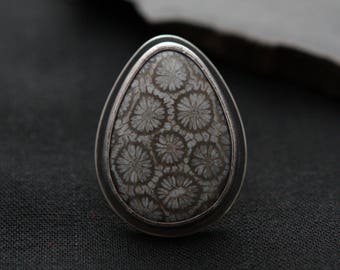 Fossilized Coral Ring - Size 7.5