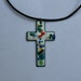 Enameled Cross Necklace / Mosaic Look Crucifix Necklace / Christian Jewelry / Christian Jewellery