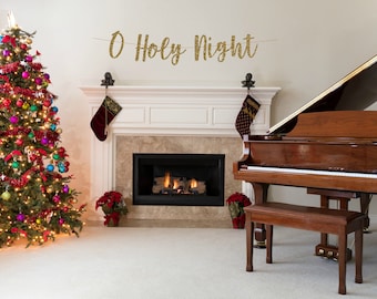 O Holy Night Banner, Christmas Banner xmas Decorations, Winter Mantle Home Decor, christmas santa Festive Party