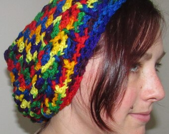 Multicolored Crocheted Slouchy Beanie