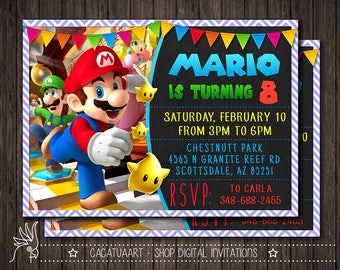 Super Mario Photo Invitation, Super Mario Invitation, Super Mario Birthday Party Invitation, Mario Bros Invitation, Luigi, Yoshi, Mario