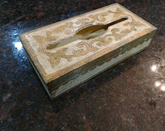 Italian / Gilt / Tissue Box / Vintage