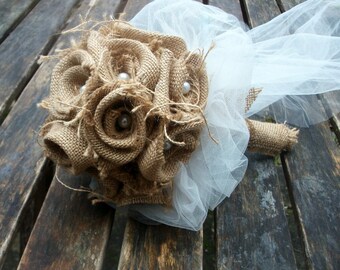 Bridal Bouquet, Burlap Bouquet, Rustic Bridal Bouquet, Rustic Wedding Bouquet