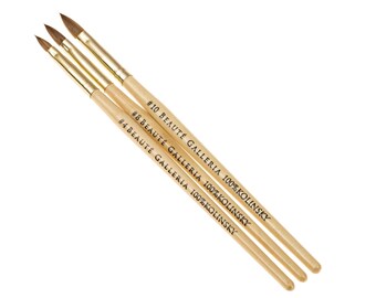 3pcs 100% Kolinsky Sable Oval Acrylic Nail Brush Set (Size 4, 8, 10) Wooden Handle Manicure Nail Art Tool