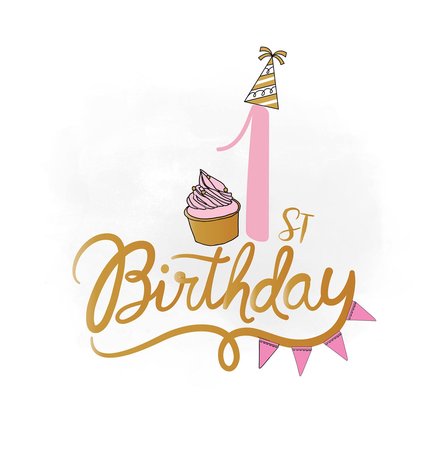 Download 1st Birthday SVG clipart, baby girl Birthday Quote ...