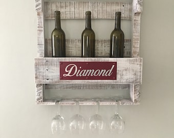 Personalized White Wash Wine Rack | Pallet Wine Rack | Pallet Wine Bar
