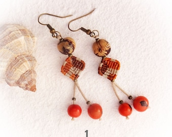 macrame earrings, acai earrings, handcrafted earrings, jewel for the beach