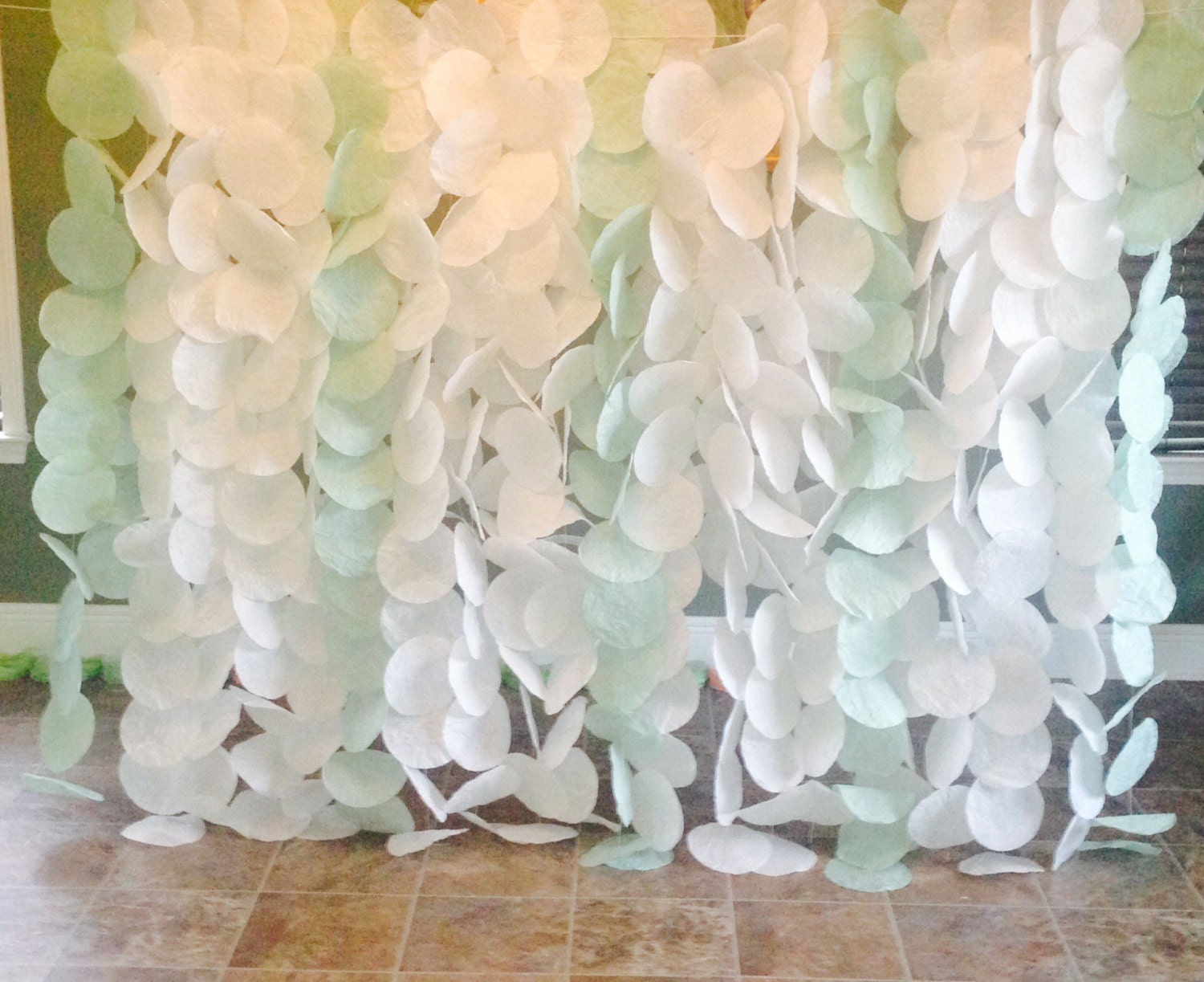 paper circle garland backdrop white light green paper flower garland backdrop