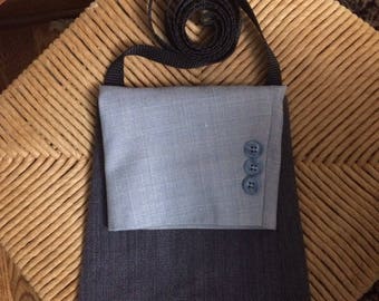 Upcycled / Recycled Suit Coat Crossbody Purse / Bag