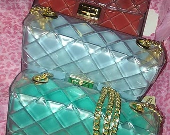 Clear Jelly purses with gold chain strap