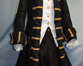 Pirate frock coat, POTC, Jack Sparrow, several styles, Custom Made any size, any color.