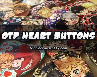 OTP Heart Buttons // Pinback Buttons