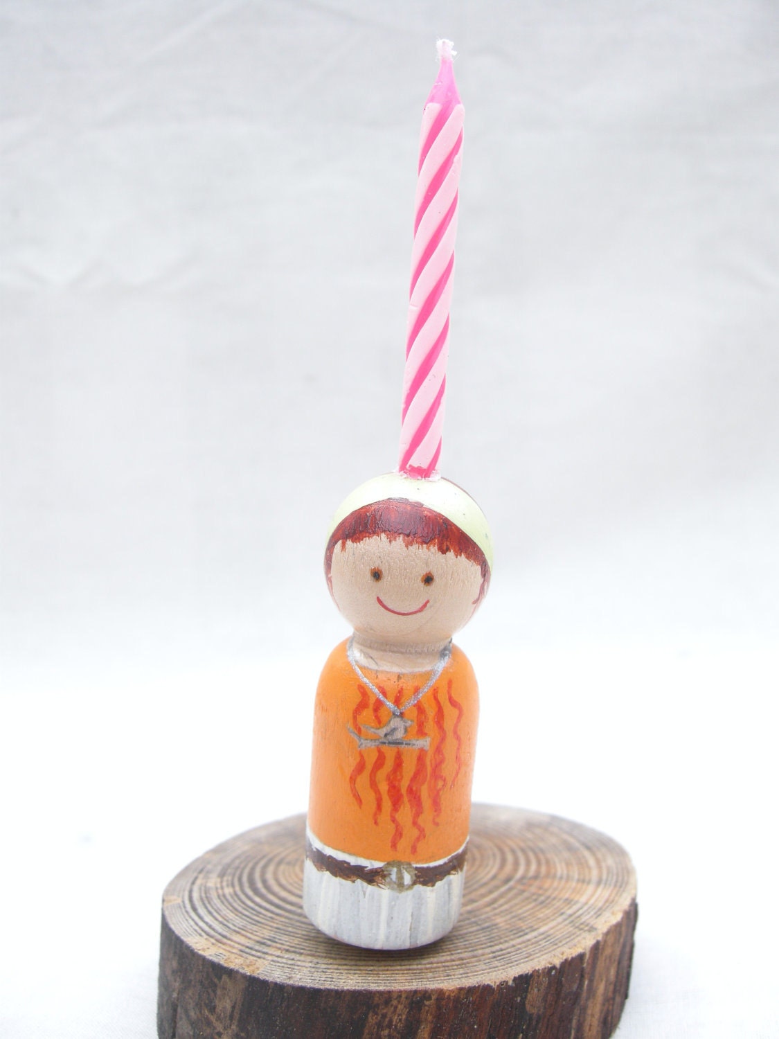 Wood Peg Birthday Cake Candle Holder