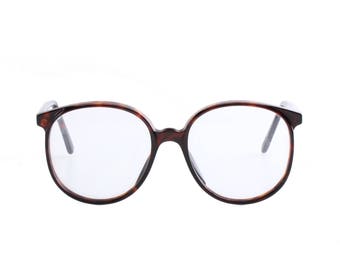 Anglo American Optical m.132 dark tortoise round retro styles eyeglasses frames made in England, NOS 1980s