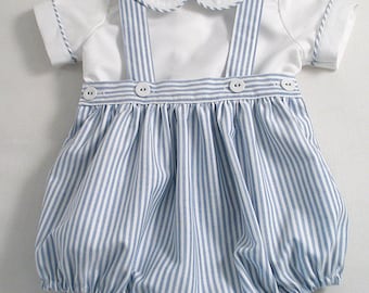 Blue Striped Oxford Romper-suit set.