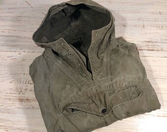 Vintage 60’s Canvas Sweatshirt Anorak Camping Parka Hiking Anorak with hood and pocket