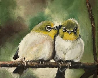 Lovebirds is an original oil painting hand painted by myself.