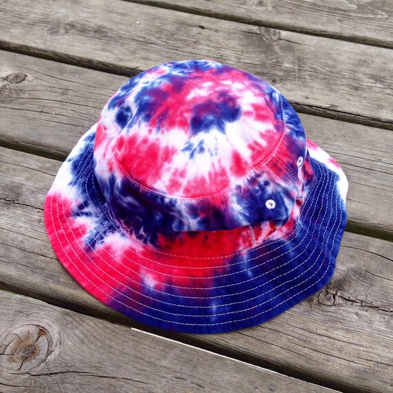 Tie Dye Adult Bucket Hat America 4th of July Red White