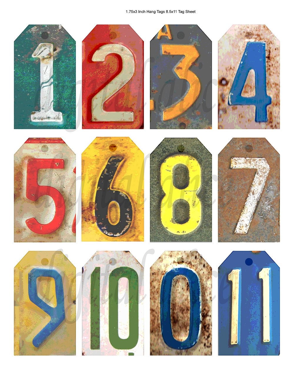 Old RUSTY METAL NUMBERS Vintage Number tags Instant