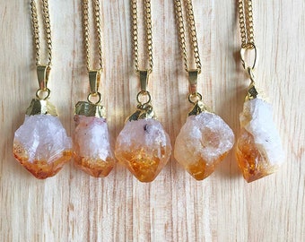 Citrine Pendant Citrine Necklace Crystal Pendant Raw Citrine Jewellery Womens Pendant Womens Jewellery Girlfriend Gift Handmade For Her