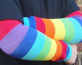 Leg Warmers in RAINBOW Stripes - Arm Warmers/Leggings for Infant, Toddler, Kid and Tween - Great Birthday or Shower Gift for Boy or Girl