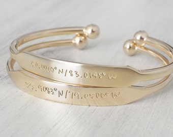 Custom Coordinates Bracelets - Personalized Coordinates Cuff Bracelets - Couples Jewelry - Gift for her - PB15