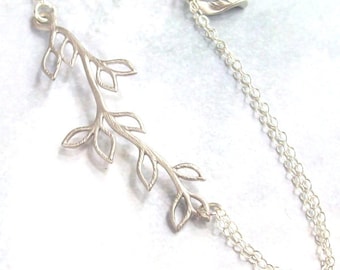 Tree Branch Anklet, Silver Anklet, Plus Size Bracelet, sterling silver, rhodium, spring fashion, woodland,