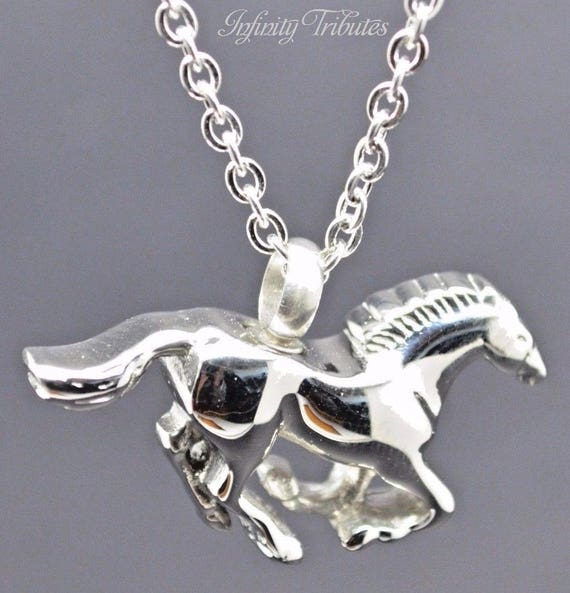 Horse Keepsake Urn Pendant Cremation Charm Necklace Holds