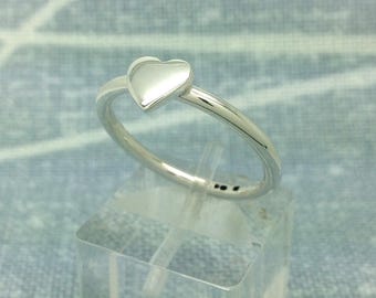 Heart stacking ring, silver, handmade, gift boxed, free post. Size P.5 can be made to your size