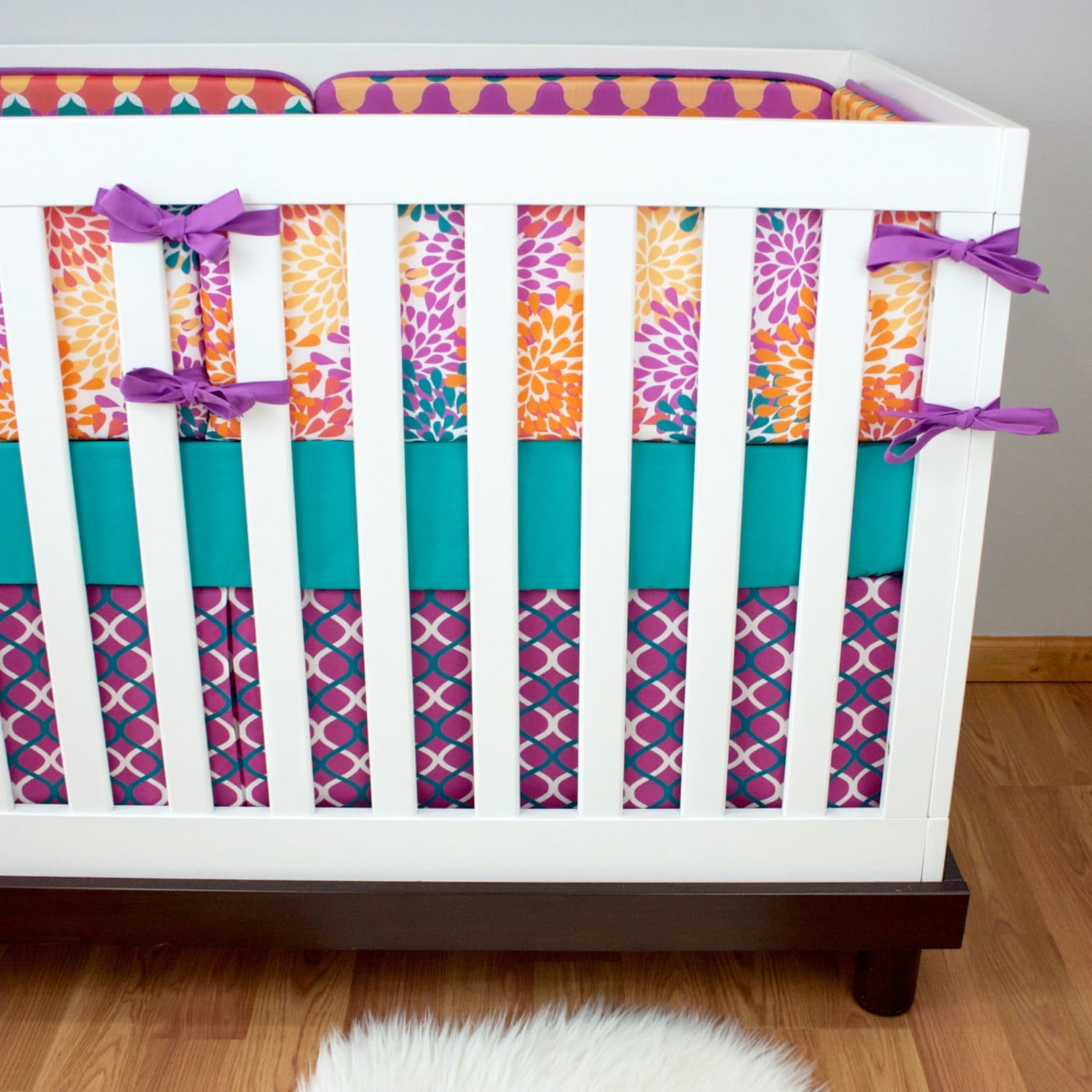 Baby Girl Crib Bedding Coral Crib Bedding Purple and Teal