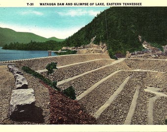 Watauga Dam, Watauga Lake, Tennessee - Vintage Postcard - Postcard - Unused (JJJ)