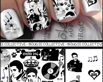 Nail Decals - Elvis Deluxe Edition - Peek-A-Boo Nail Wraps - Music//Presley//Hound Dog//Celebrity//Singer - Free Samples w/Every Order!