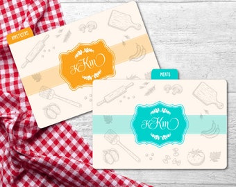 Recipe Dividers, Recipe Cards Dividers, Recipe Box Dividers, Custom Recipe Divider, Recipe Index Card, Personalized Recipe Divider 12CT